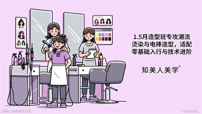 宁波美发剪发培训学校，知美人美学造型班，1.5月专攻潮流烫染与电棒造型